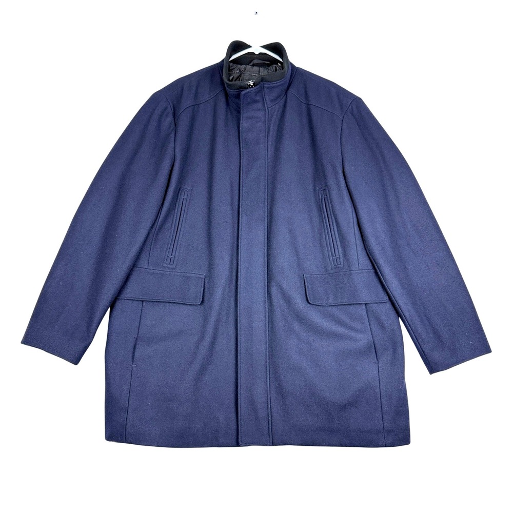 Calvin Klein Wool‎ Blend Coat Jacket Men's XL Navy Blue Insulated Full Zip